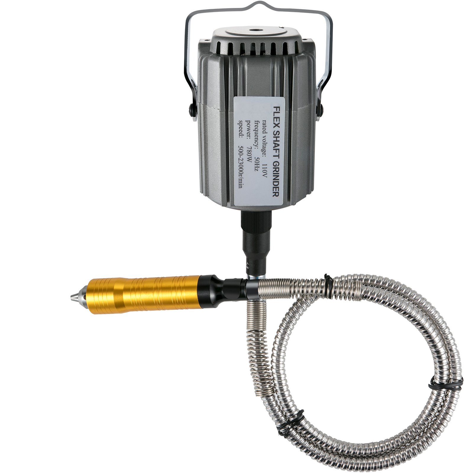 Amoladora de eje flexible VEVOR de 780 W, herramienta rotativa de 500-23 000 RPM, con mandril de 3 mordazas de 1/4" y pedal de velocidad continua, 131 accesorios para pulir joyas y amolar.