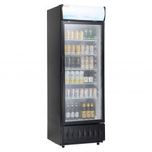 VEVOR Refrigerador Comercial Comercial, 12.2 Pies Cu./345L Refrigerador de Bebidas Refrigerador Comercializador, Refrigerador Vertical con Puerta de Vidrio con 5 Estantes Ajustables, Caja de Luz Personalizable