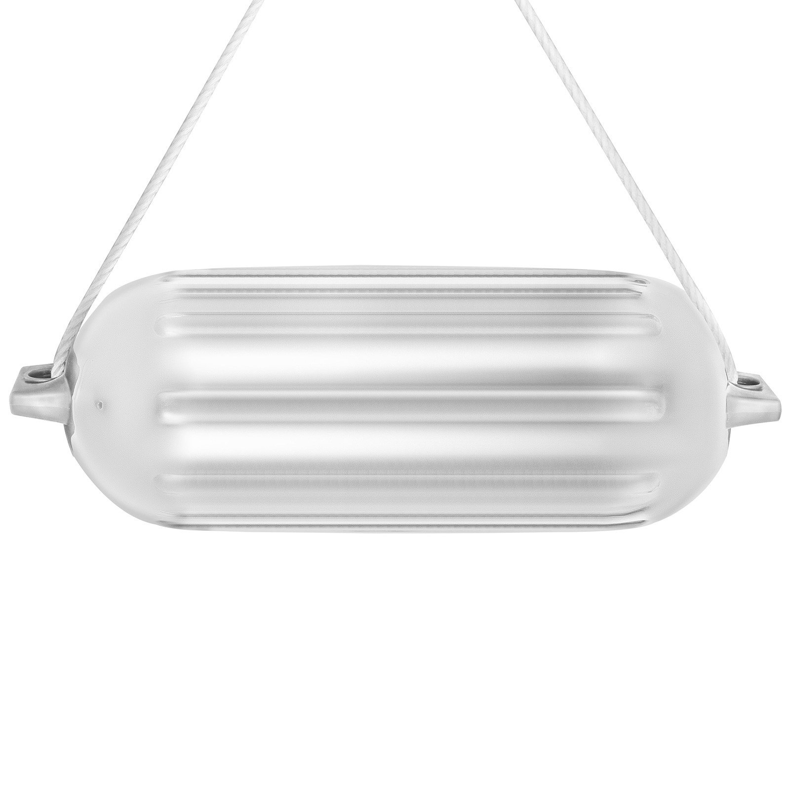 Defensa de barco VEVOR blanca con colgador de cuerda, con diseño acanalado.