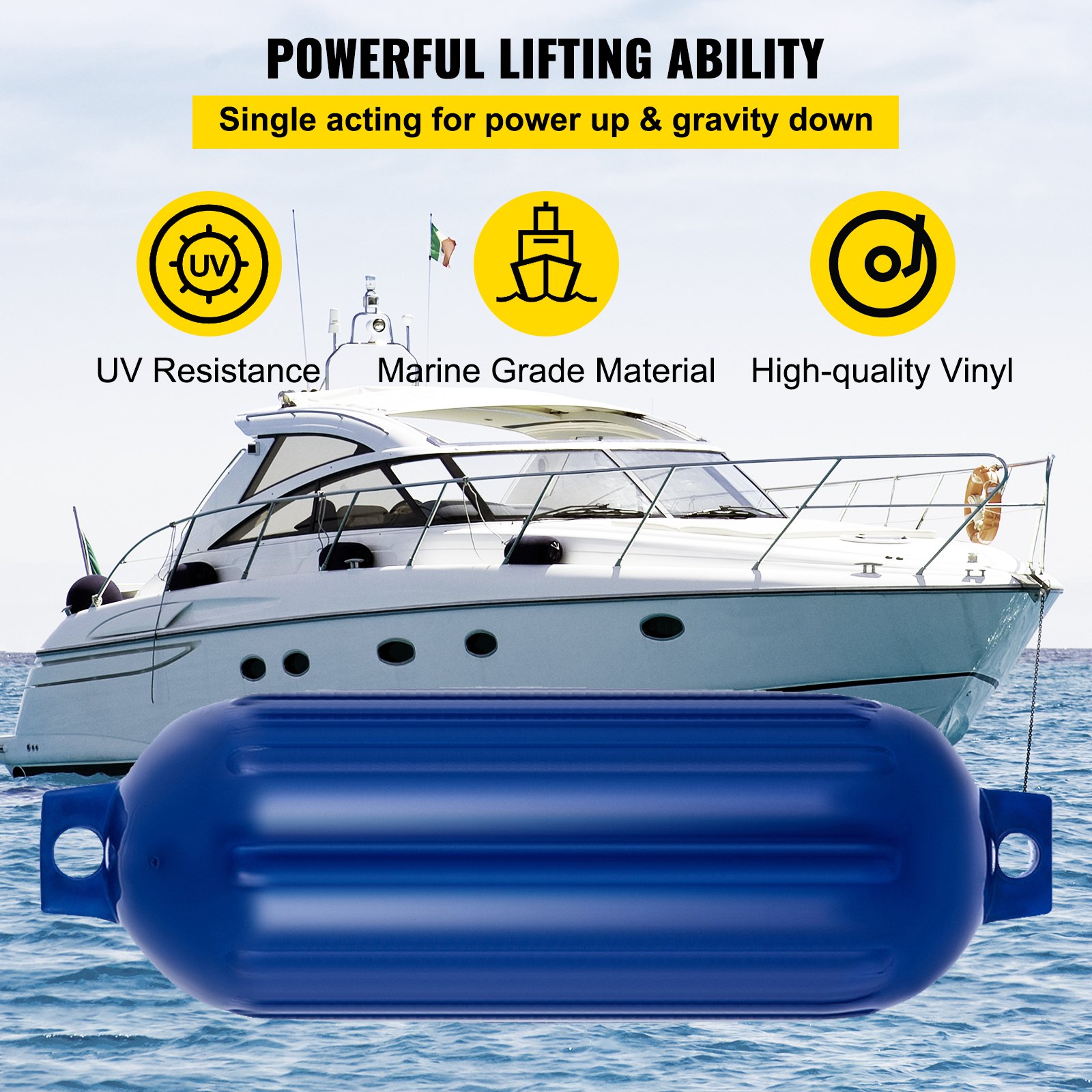 Defensas para barco VEVOR: resistencia a los rayos UV, material de grado marino, defensa de vinilo de alta calidad.