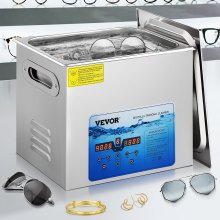VEVOR Limpiador ultrasónico frecuencia ajustable de 36 KHz ~ 40 KHz 10 L 110 V máquina de limpieza ultrasónica con temporizador digital y calentador