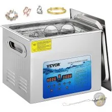 VEVOR Limpiador ultrasónico frecuencia ajustable de 36 KHz ~ 40 KHz 15 L 110 V máquina de limpieza ultrasónica con temporizador digital y calentador