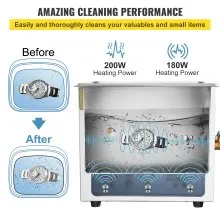VEVOR Limpiador ultrasónico frecuencia ajustable de 36 KHz ~ 40 KHz 6 L 110 V máquina de limpieza ultrasónica con temporizador digital y calentador