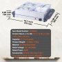 Dimensiones, especificaciones y accesorios del servidor de buffet eléctrico VEVOR con acabado en acero inoxidable.