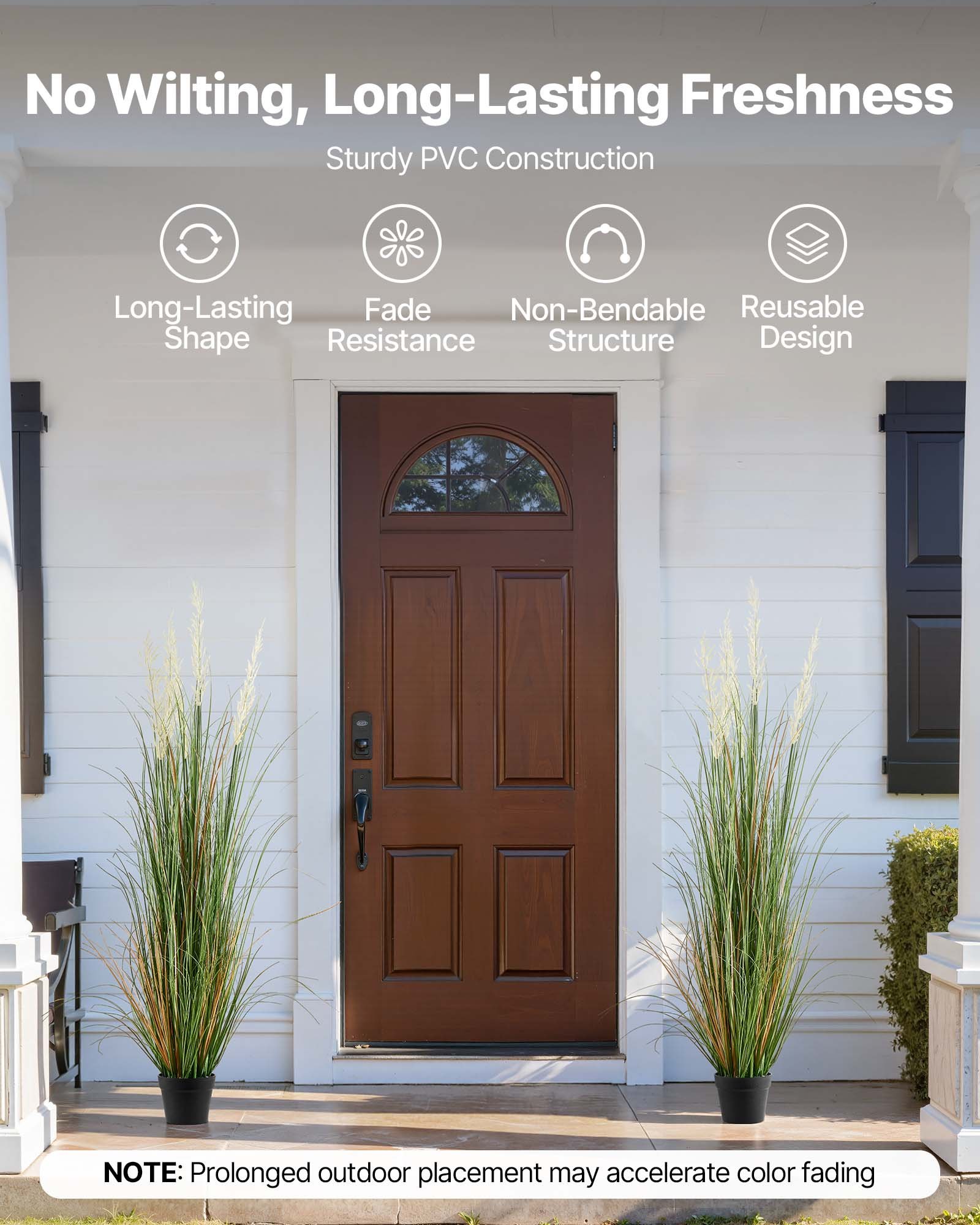 VEVOR Césped Artificial, Paquete de 2, 59 pulgadas, Césped Artificial en Maceta, Arbustos Verdes Artificiales de PVC Premium para Interiores, Exteriores, Casas, Jardines, Oficinas, Decoración de Hogar, Inauguración, Verde