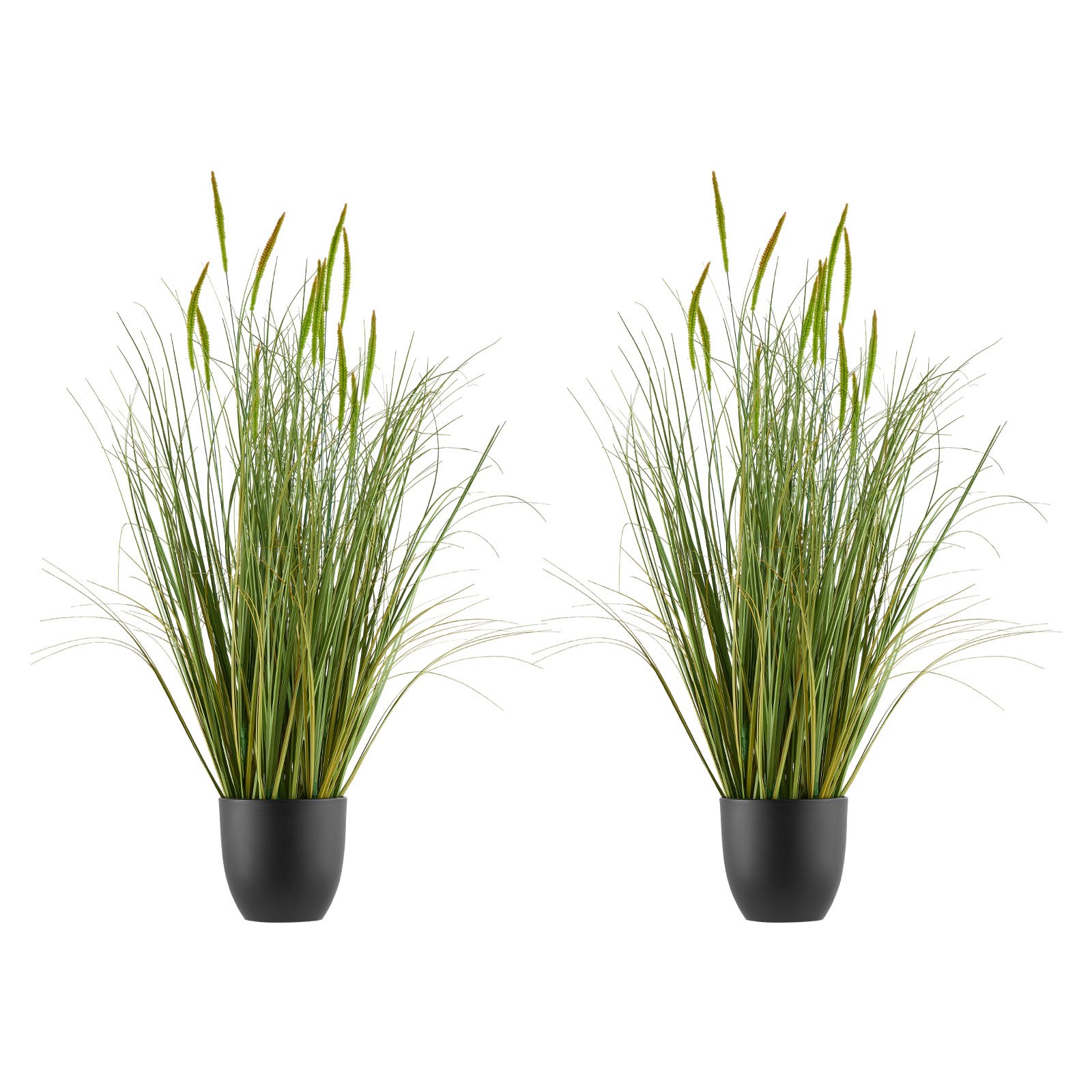 VEVOR Césped Artificial, Paquete de 2, 89 cm, Hierba de Totora en Maceta, Arbustos Verdes Artificiales de PVC Premium para Interiores, Exteriores, Casas, Jardines, Oficinas, Decoración de Hogar, Inauguración, Verde