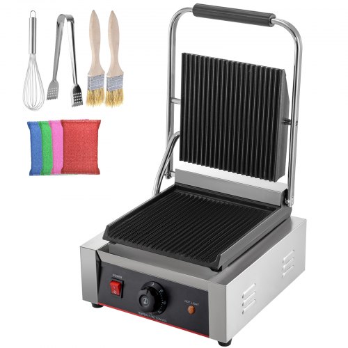 VEVOR Parrilla Eléctrica Sanwichera 1800 W Plancha Cocina de Acero Inoxidable 50-300 ℃ Plancha Grill Sandwichera Plancha Parrilla Eléctrica Comercial Plancha de Asae Eléctrica 300 x 400 x 210 mm