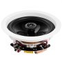 Altavoces de techo VEVOR con rejilla circular blanca y cableado expuesto en la parte inferior.