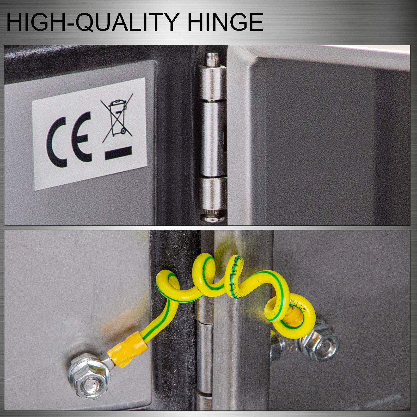 Bisagra de carcasa de acero inoxidable VEVOR nema con marca CE y cableado de protección.