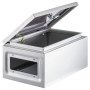Caja de acero inoxidable VEVOR nema 4x con tapa abierta y cableado visible.