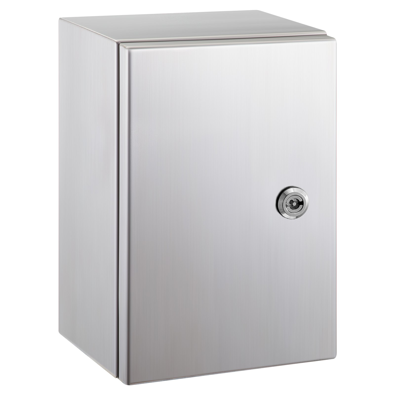 Carcasa de acero inoxidable VEVOR nema 4x con acabado brillante y mecanismo de bloqueo seguro.