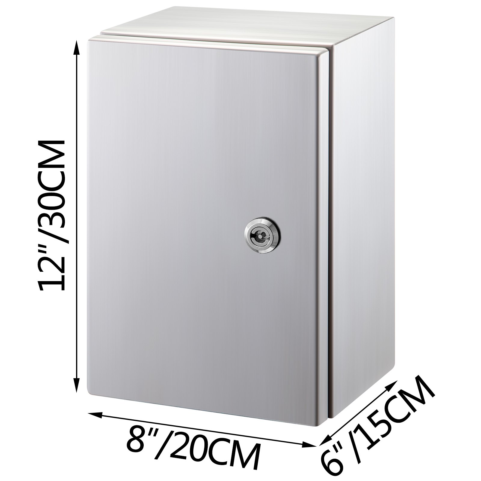 Caja de acero inoxidable VEVOR nema 4x, 12&quot; x 8&quot; x 6&quot;, con cerradura de seguridad.
