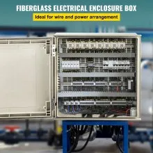 VEVOR Gabinete de Fibra de Vidrio Caja de Gabinete Eléctrico 15.7 x 15.7 x7.9" Montaje en Pared