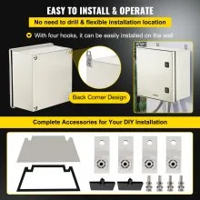 VEVOR Gabinete de Fibra de Vidrio Caja de Gabinete Eléctrico 15.7 x 15.7 x7.9" Montaje en Pared