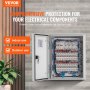 Caja de acero VEVOR NEMA, 24 x 16 x 9 pulgadas, caja eléctrica de fibra de vidrio NEMA 4X, IP66, resistente al agua y al polvo, caja de conexiones eléctricas para exterior e interior, con placa de montaje (60 x 40 x 23 cm)