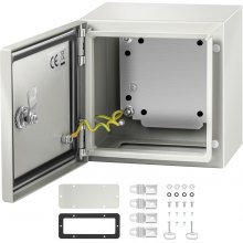 Caja de acero VEVOR NEMA, caja eléctrica de acero NEMA 4X de 8 x 8 x 6'', IP66 a prueba de agua y polvo, caja de conexiones eléctricas para exteriores/interiores