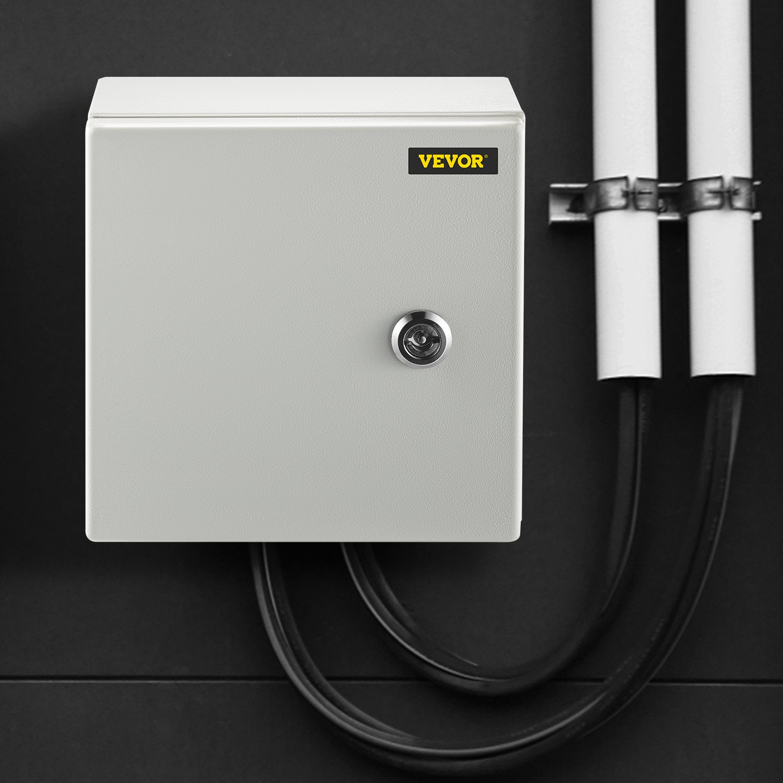 Caja metálica VEVOR NEMA 4X de 8 x 8 x 6 pulgadas, resistente al agua y al polvo IP66, apta para conexiones eléctricas en interiores y exteriores.