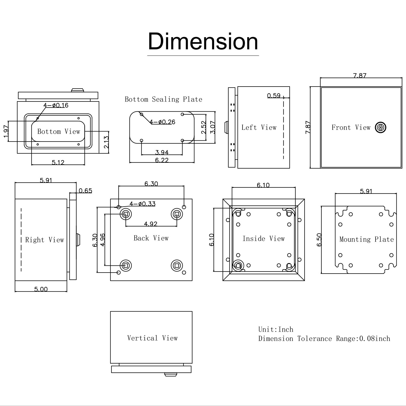 Caja metálica VEVOR NEMA 4X de 8 x 8 x 6 pulgadas, resistente al agua y al polvo IP66, apta para conexiones eléctricas en interiores y exteriores.