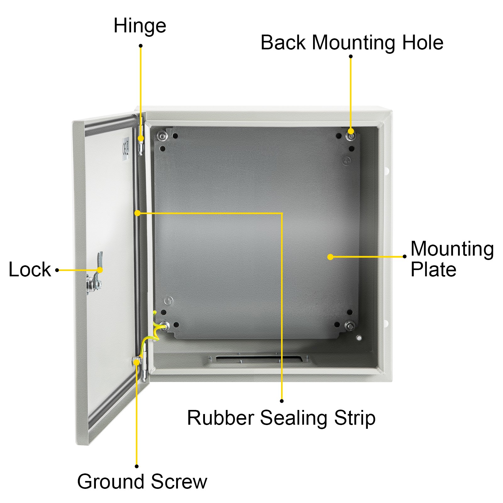 Caja metálica VEVOR NEMA 4X de 8 x 8 x 6 pulgadas, resistente al agua y al polvo IP66, apta para conexiones eléctricas en interiores y exteriores.
