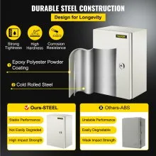 Caja de acero VEVOR NEMA, caja eléctrica de acero NEMA 4X de 12 x 8 x 6'', IP66 a prueba de agua y polvo, caja de conexiones eléctricas para exteriores/interiores, con placa de montaje