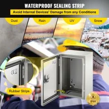 Caja de acero VEVOR NEMA, caja eléctrica de acero NEMA 4X de 12 x 8 x 6'', IP66 a prueba de agua y polvo, caja de conexiones eléctricas para exteriores/interiores, con placa de montaje