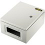 Gabinete VEVOR de acero nema con cerradura con llave en la parte superior, acabado blanco y diseño cuadrado.