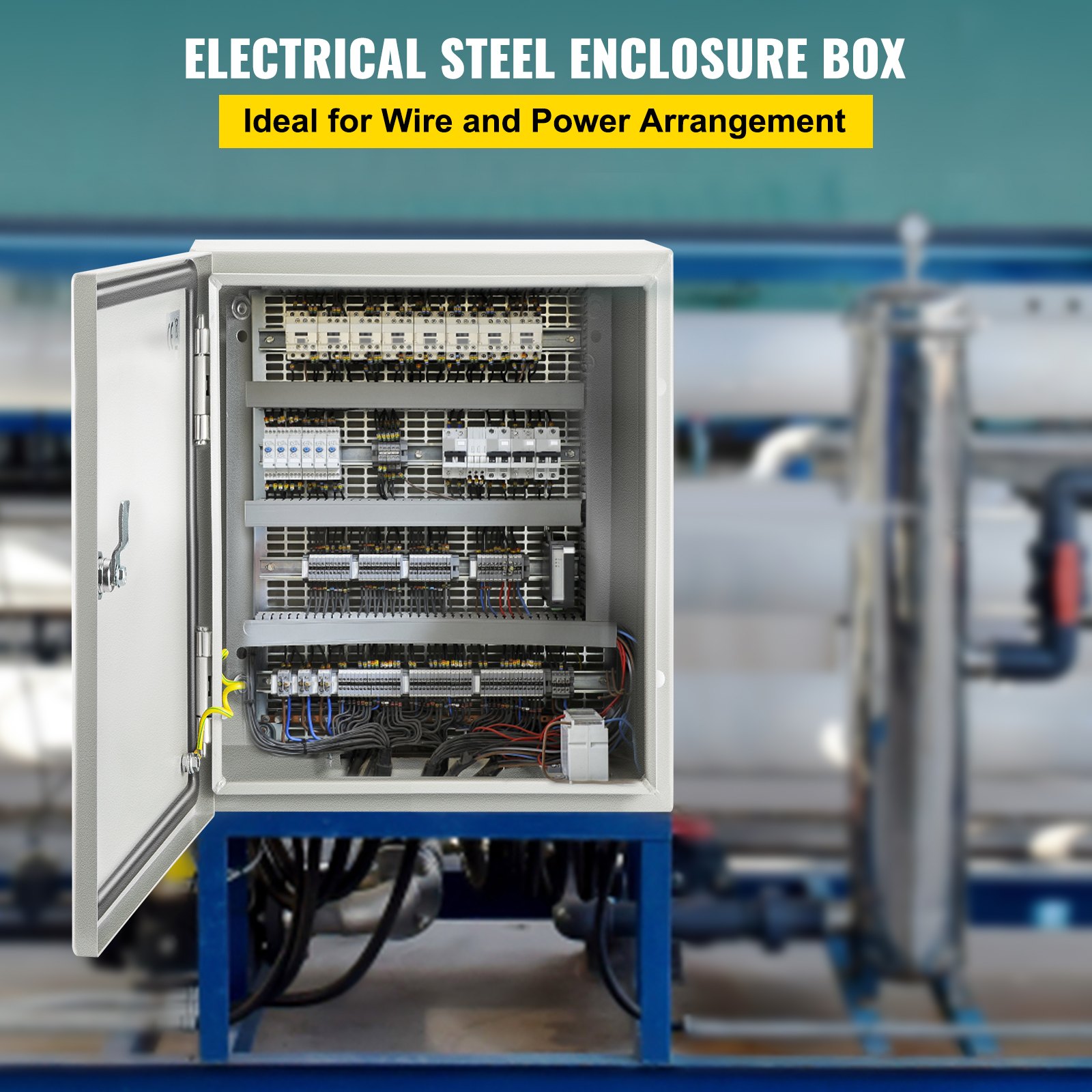 Gabinete de acero nema VEVOR para disposición de cables eléctricos y de potencia.