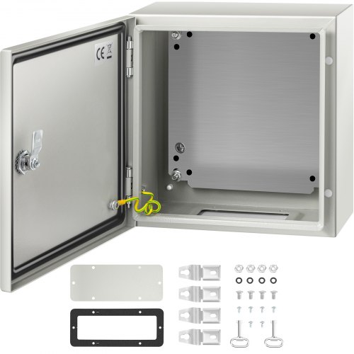 Caja de acero VEVOR NEMA, 12 x 12 x 6', NEMA 4X, resistente al agua y al polvo, IP66, para exteriores e interiores, con placa de montaje.