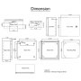 Dimensiones y vistas de la carcasa de acero VEVOR nema 4x, incluido el frente y el interior.