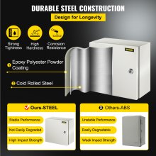 Caja de acero VEVOR NEMA, caja eléctrica de acero NEMA 4X de 12 x 12 x 6'', IP66 a prueba de agua y polvo, caja de conexiones eléctricas para exteriores/interiores, con placa de montaje