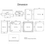 Dimensiones del gabinete de acero nema VEVOR con vistas frontal, lateral, posterior y de montaje.