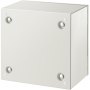 Caja de acero nema VEVOR gris con cuatro tornillos de montaje.