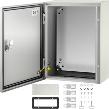 Caja eléctrica VEVOR, 16'' ×12'' ×6'', caja de conexiones con bisagras de acero al carbono, IP66 a prueba de agua y polvo, caja eléctrica para exteriores, con placa de montaje