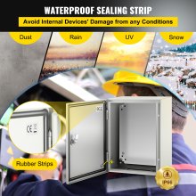 Caja de acero VEVOR NEMA, caja eléctrica de acero NEMA 4X de 16 x 12 x 8'', IP66 a prueba de agua y polvo, caja de conexiones eléctricas para exteriores/interiores, con placa de montaje