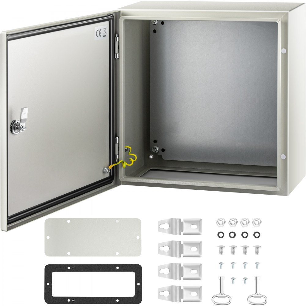 Caja de acero VEVOR NEMA, caja eléctrica de acero NEMA 4X de 16 x 16 x 8'', IP66 a prueba de agua y polvo, caja de conexiones eléctricas para exteriores/interiores, con placa de montaje