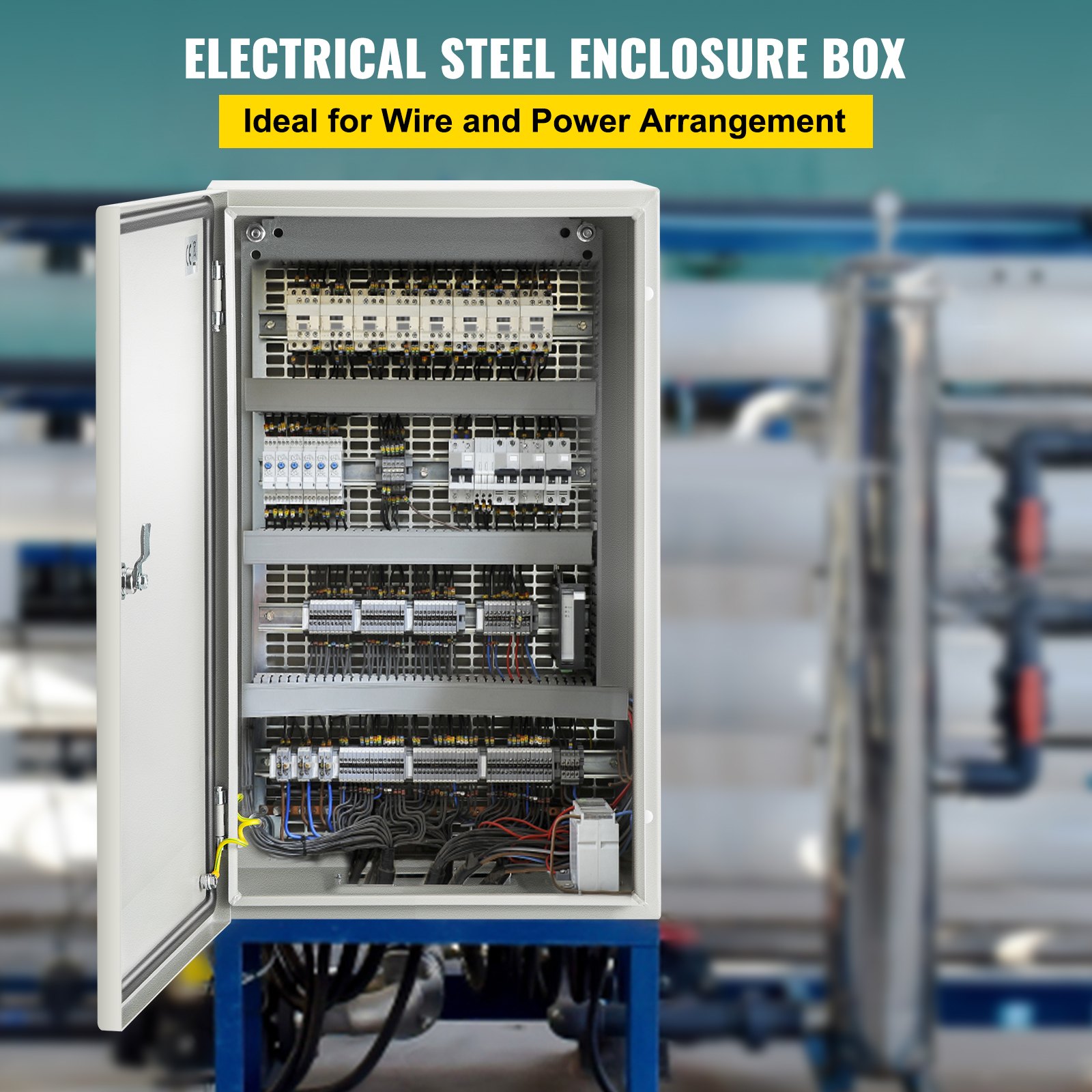 Caja de acero VEVOR NEMA, caja eléctrica de acero NEMA 4X de 20 x 12 x 10'', IP66 a prueba de agua y polvo, caja de conexiones eléctricas para exteriores/interiores, con placa de montaje