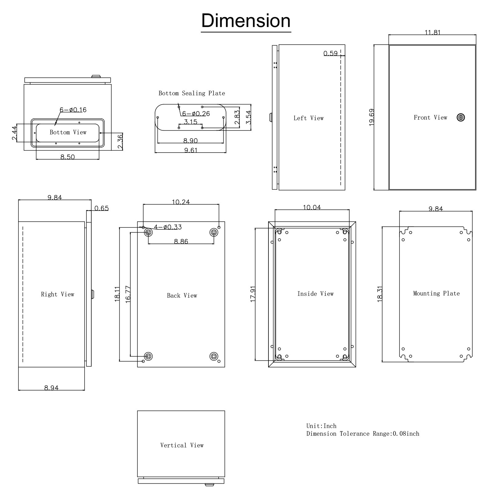 Caja de acero VEVOR NEMA, 20 x 12 x 10', NEMA 4X, caja eléctrica de acero, IP66, resistente al agua y al polvo, caja de conexiones eléctricas para exterior e interior, con placa de montaje.