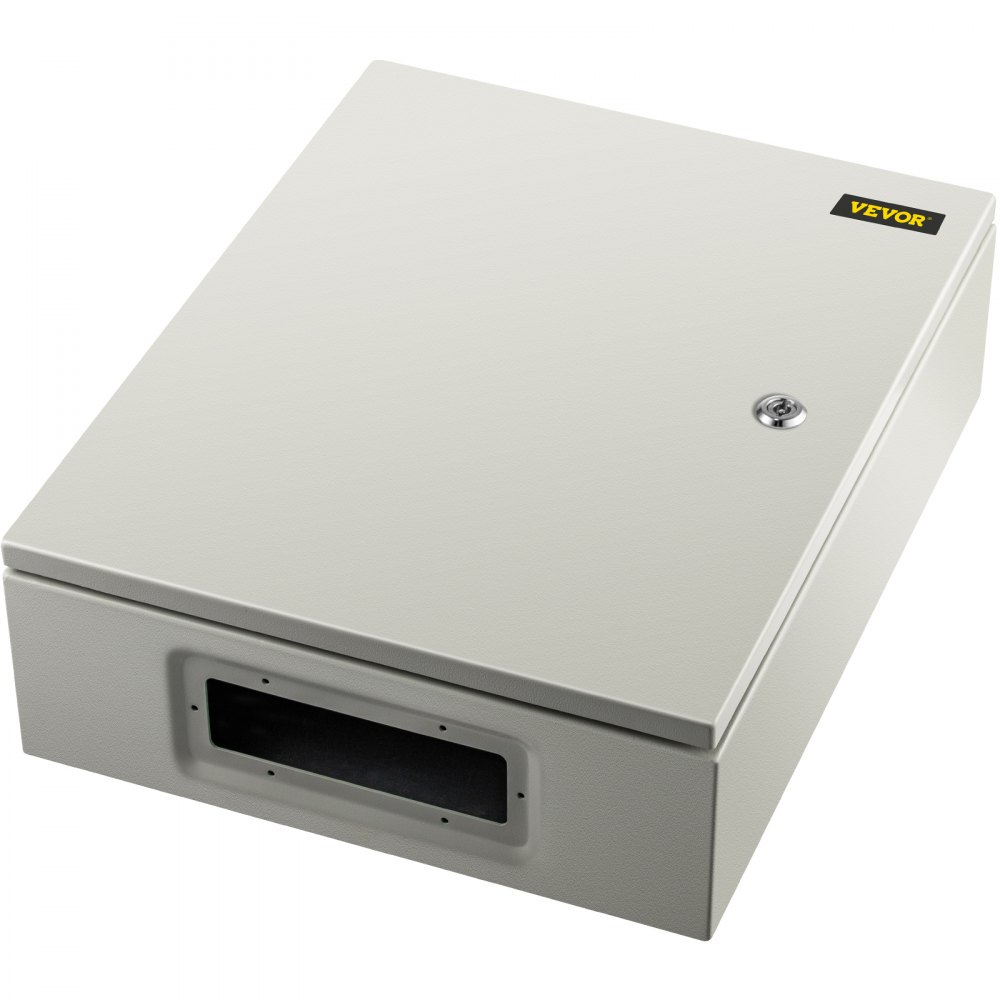 Gabinete de acero nema VEVOR con un diseño elegante, cerradura y apertura de ventilación.