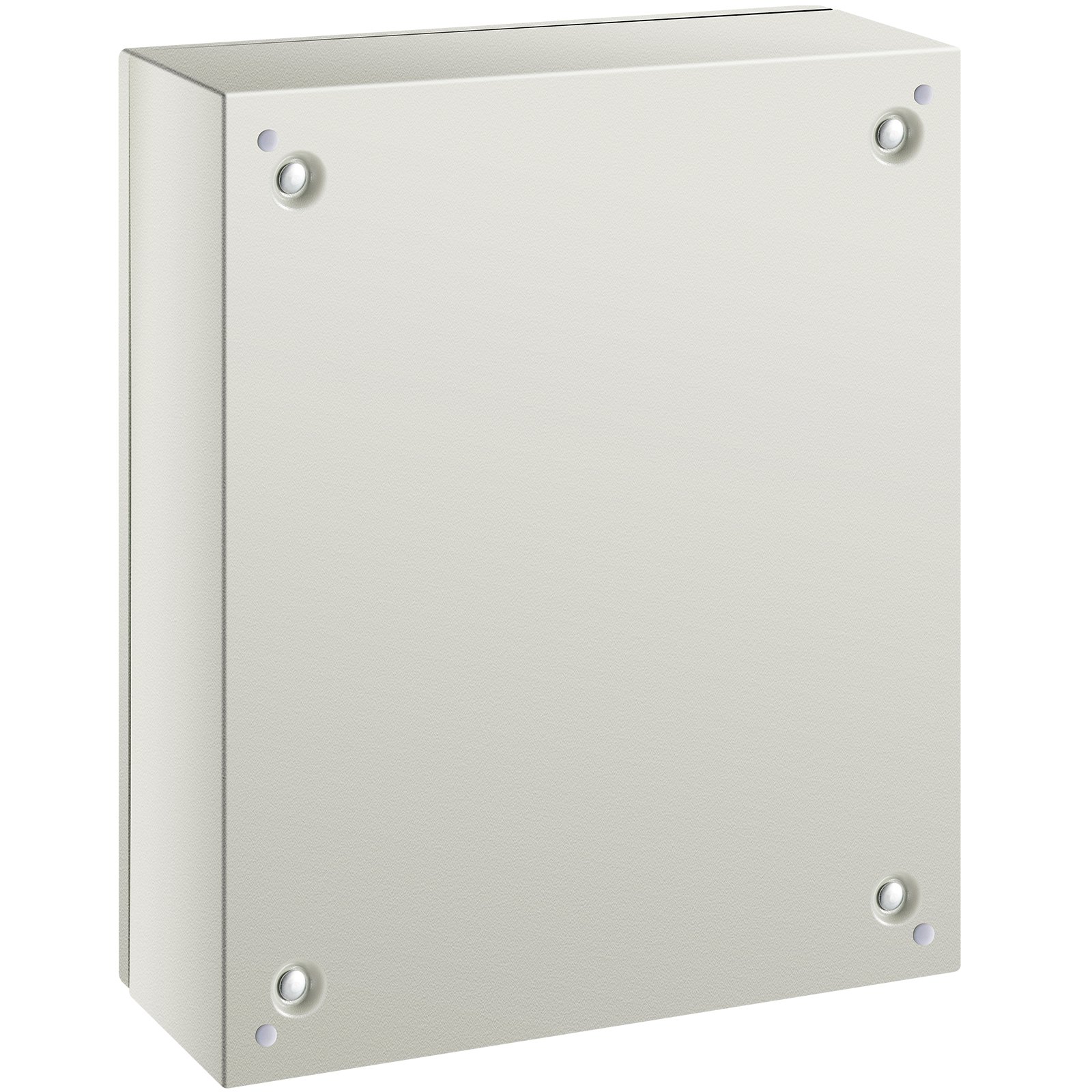 Caja de acero nema VEVOR, color gris, con cuatro cierres en las esquinas.