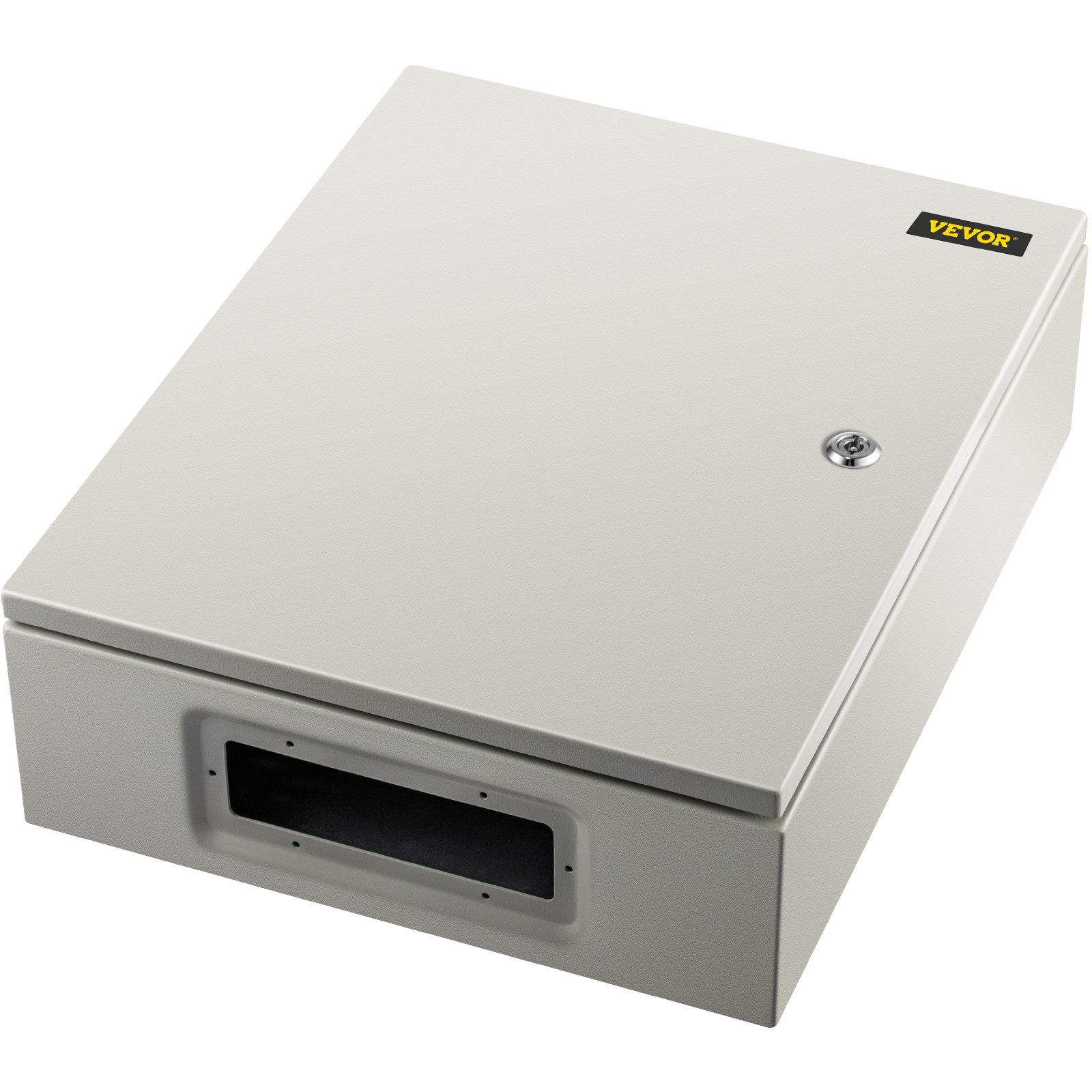 Gabinete de acero nema VEVOR con un diseño elegante, cerradura y apertura de ventilación.