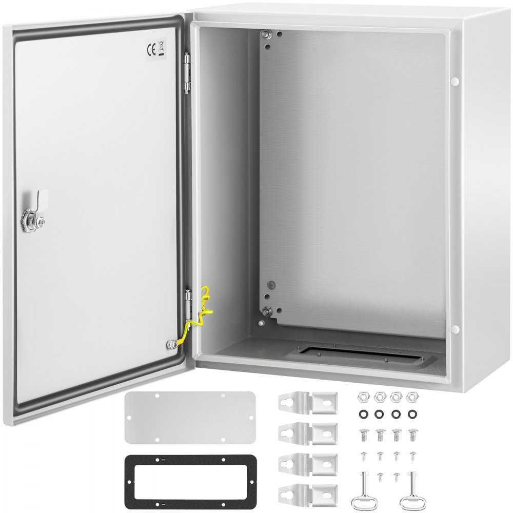 Caja de acero VEVOR NEMA, caja eléctrica de acero NEMA 4X de 20 x 16 x 10'', IP66 a prueba de agua y polvo, caja de conexiones eléctricas para exteriores/interiores, con placa de montaje