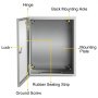 VEVOR NEMA Steel Enclosure, 20 x 16 x 10 in, NEMA 4X Steel Electrical Box, IP66 Waterproof & Dustproof, Outdoor/Indoor Electrical Junction Box, with Mounting Plate