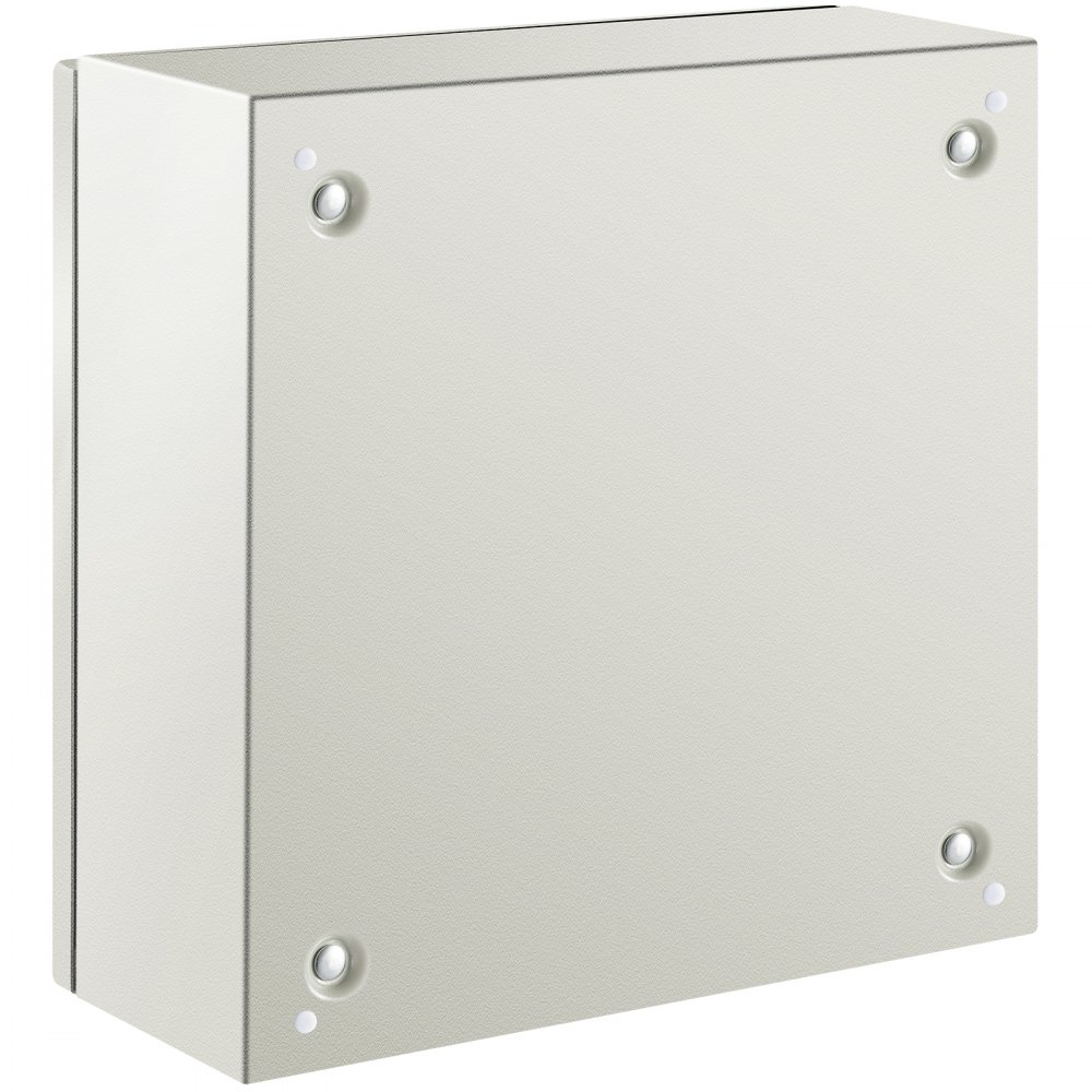 Caja de acero nema VEVOR en color gris claro con pernos empotrados y superficie lisa.
