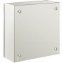 Caja de acero nema VEVOR en color gris claro con pernos empotrados y superficie lisa.