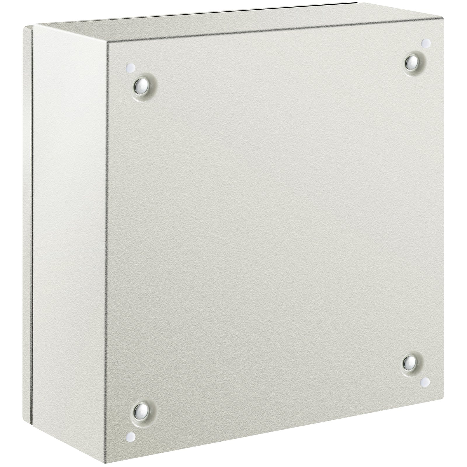 Caja de acero nema VEVOR en color gris claro con pernos empotrados y superficie lisa.