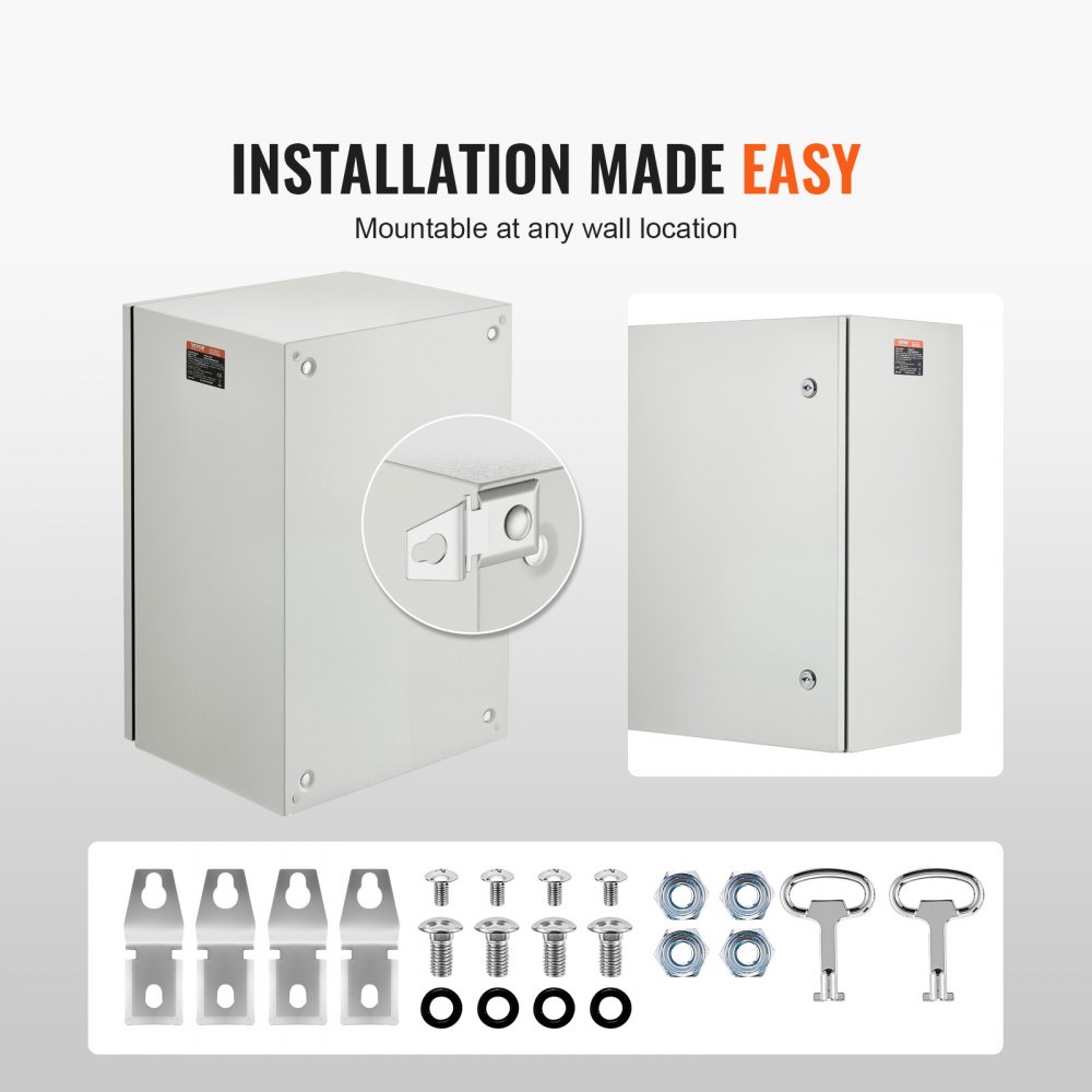 Caja eléctrica metálica VEVOR de 61 x 40 x 30 cm, caja de conexiones de pared de acero al carbono, resistente a la intemperie IP66, con placa de montaje para equipos electrónicos.