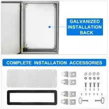 VEVOR Caja eléctrica de acero de 24 x 16 x 12 pulgadas, caja de conexiones con bisagras de acero al carbono, caja de metal resistente a la intemperie IP65, caja de caja de equipo electrónico montada en la pared con placa de montaje