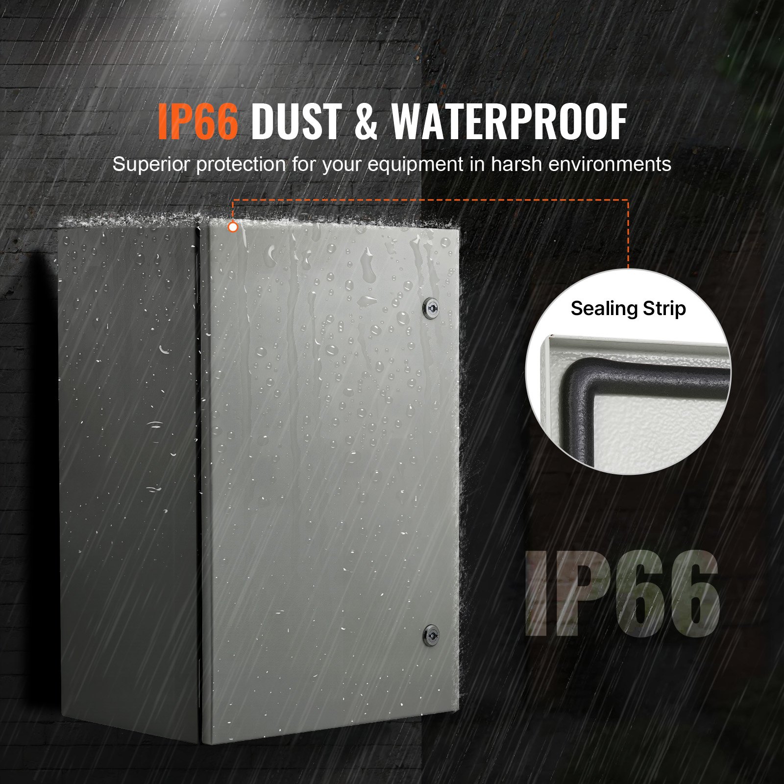 Caja eléctrica metálica VEVOR de 61 x 40 x 30 cm, caja de conexiones de pared de acero al carbono, resistente a la intemperie IP66, con placa de montaje para equipos electrónicos.