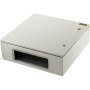 Caja de acero VEVOR con recorte en el panel frontal y tapa atornillada.