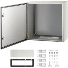 Caja de acero VEVOR NEMA, caja eléctrica de acero NEMA 4X de 24 x 24 x 12'', IP66 a prueba de agua y polvo, caja de conexiones eléctricas para exteriores/interiores, con placa de montaje